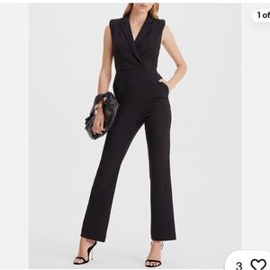NEW EXPRESS BLACK SLEEVELESS BLAZER JUMPSUIT SZ 6